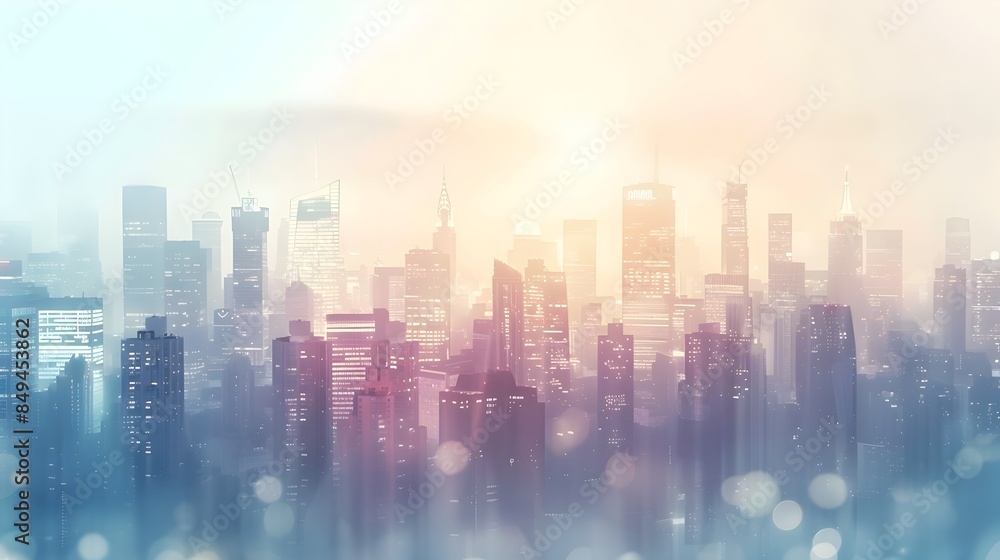 Blurred Cityscape with Financial Icons Backdrop for Professional Business Content:A modern,futuristic skyline with skyscrapers and financial symbols provides a sleek. Blurred Cityscape with Financial Icons Backdrop for Professional Business Content:A modern,futuristic skyline with skyscrapers and financial symbols provides a sleek.