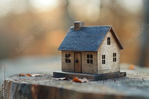 Miniature house over a wooden background