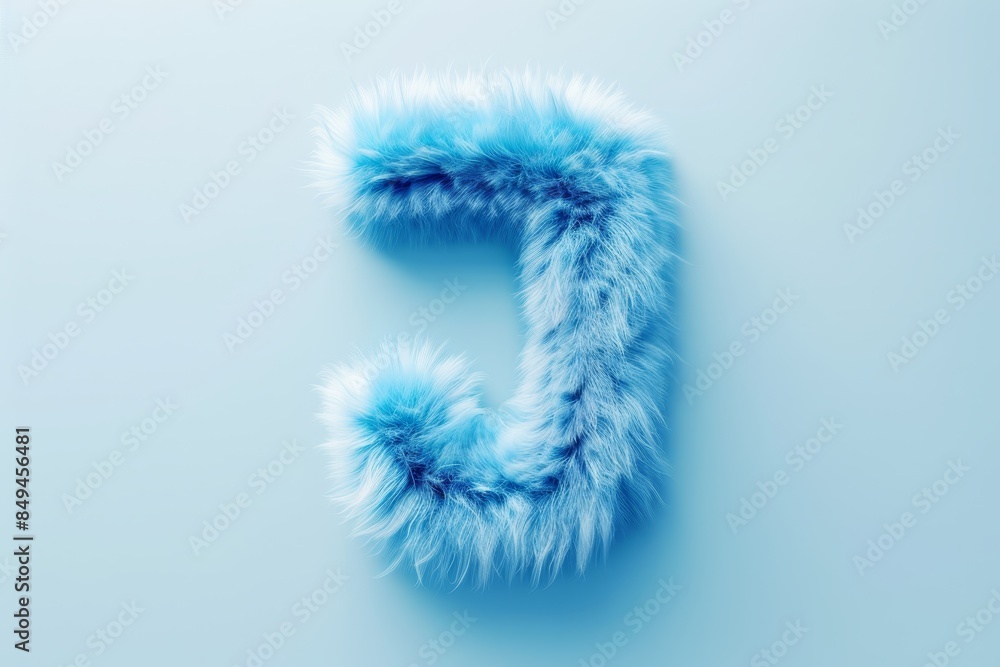 The letter J is made of fluffy blue fur The letter J is made of fluffy blue fur