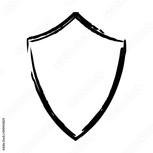 Frame shield texture element, outline border grunge shape icon, decorative doodle for design in vector illustration