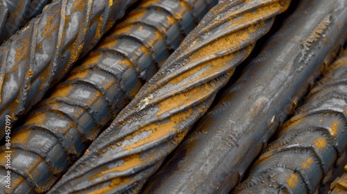 texture of steel deformed or bars background Deformed steel bars for reinforced concrete, metal texture close up Reinforceme photo