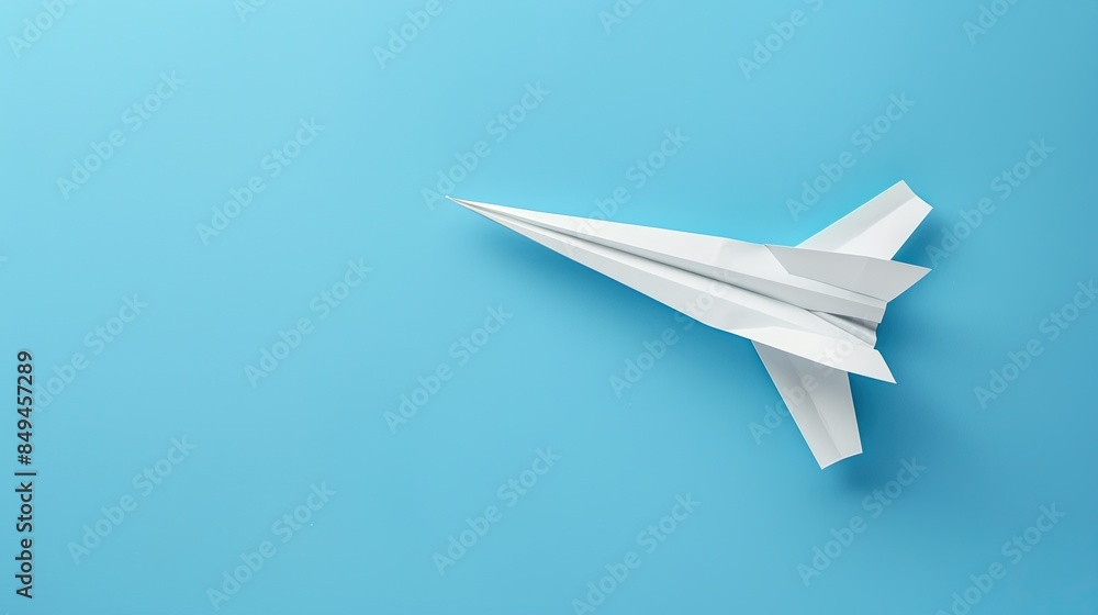 White Paper Airplane on a Blue Background White Paper Airplane on a Blue Background