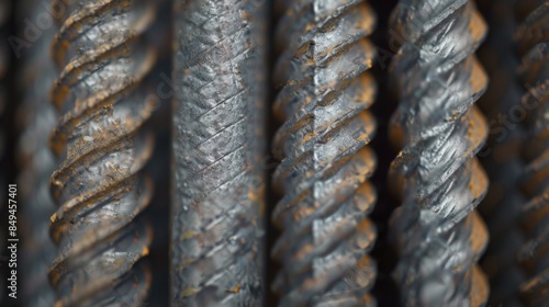 texture of steel deformed or bars background Deformed steel bars for reinforced concrete, metal texture close up Reinforceme photo