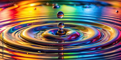 Abstract macro background featuring colorful water drops and ripples , liquid, circles, fresh, abstract, macro