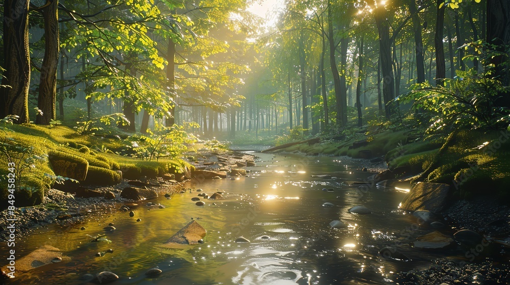 Fototapeta premium Photography Day: A Man Photographs a Landscape