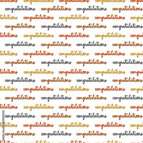 Handwritten Congratulations Message on White Seamless Pattern Design