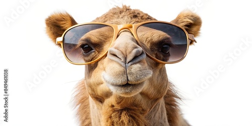 Camel wearing stylish sunglasses, isolated on white background, camel, sunglasses, shades, cool, animal, fashion