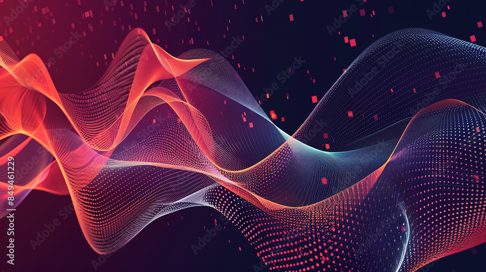 Digital Waves Abstract vector with wavy, digital lines and geometric shapes in a modern, techinspired design. Digital Waves Abstract vector with wavy, digital lines and geometric shapes in a modern, techinspired design.