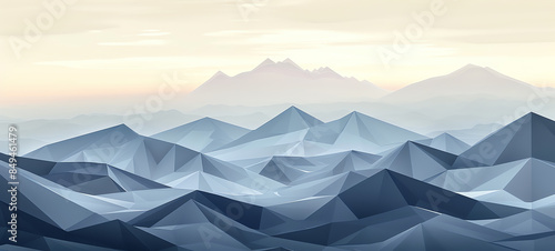 Geometric Landscape Abstract landscape made of geometric shapes and lines, forming mountains and valleys. photo