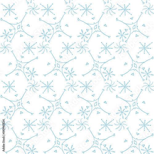 Seamless background of hand-drawn snowflakes