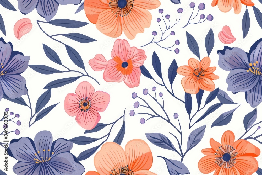 Floral Pattern with Peach and Lavender Tones Floral Pattern with Peach and Lavender Tones