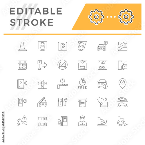 Set line icons of parking