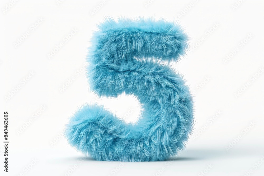 The number 5 is written in blue fur The number 5 is written in blue fur