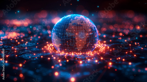 Business and economic growth on global business network, Data analysis of financial and bankin and data connection, Security, Blockchain and Networking, Business strategy. Generative AI Illustrations.