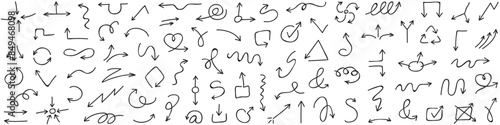 Obraz na płótnie ENSEMBLE DE FLECHES ET SYMBOLES - DESSIN AU FEUTRE - CROQUIS - Illustrations JPG et PNG w salonie