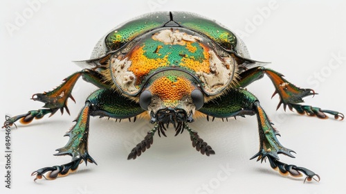 Close up image of a chafer beetle against a white background photo