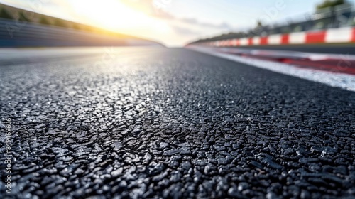  Parallel Shot of Brand New Asphalt Road with Yellow Line