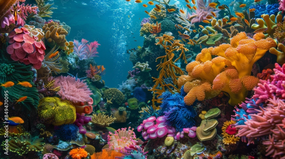 Fototapeta premium A spectacular array of corals in an underwater wonderland. The vibrant colors and variety of species are breathtaking...