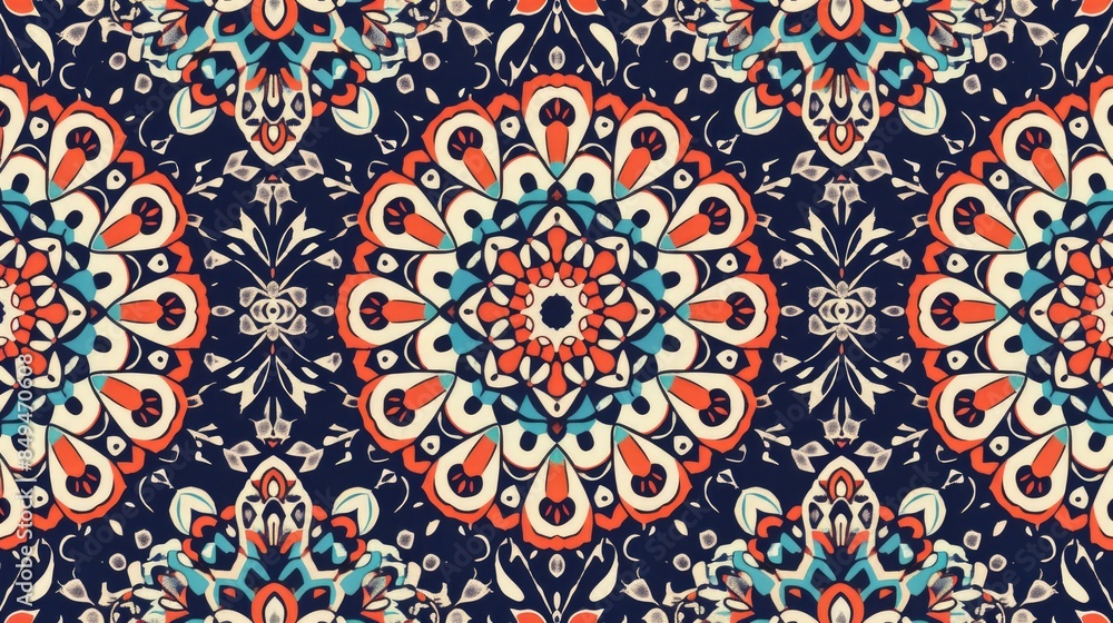 Abstract Geometric Kaleidoscope Seamless Pattern with Multicolored Mandala Texture Abstract Geometric Kaleidoscope Seamless Pattern with Multicolored Mandala Texture
