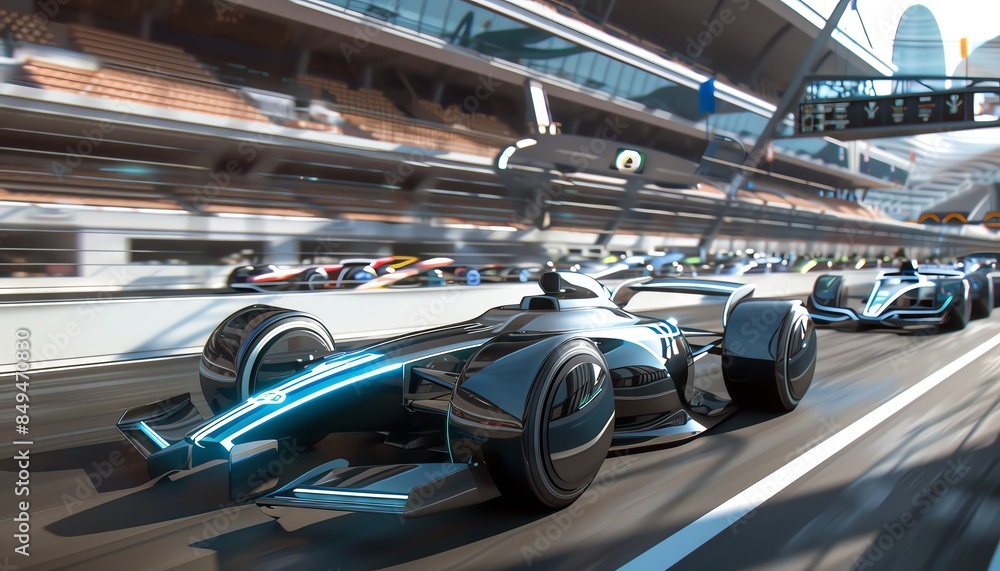 Fototapeta premium Formula 1 race car speeding down the track.