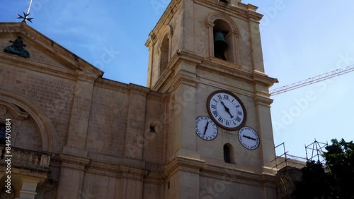 View of Valletta beautiful old streets, main church, dome. St John s Co Cathedral in Valletta Malta Capital of Malta island Europe, Mediterranean sea photo