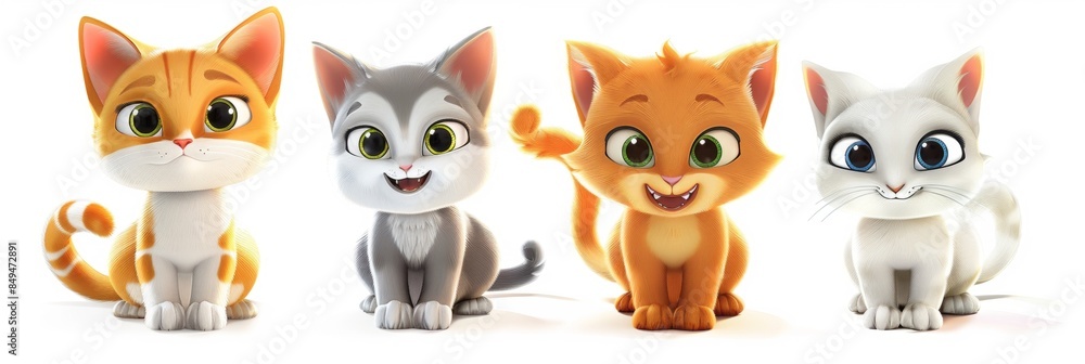 3D Vector illustration of cute cat 3D Vector illustration of cute cat
