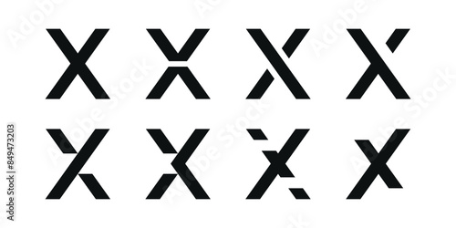 Logo collection, abstract letter X logo design. Icons for business of minimalist, elegant, simple. Premium Vector