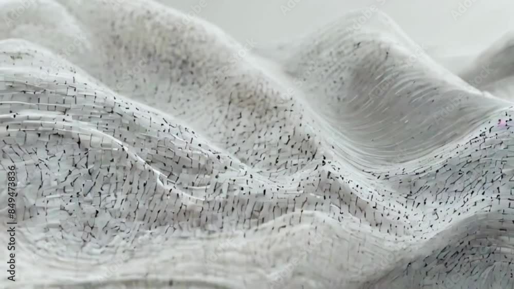 Dynamic wave with connected dots and lines on a white background ...