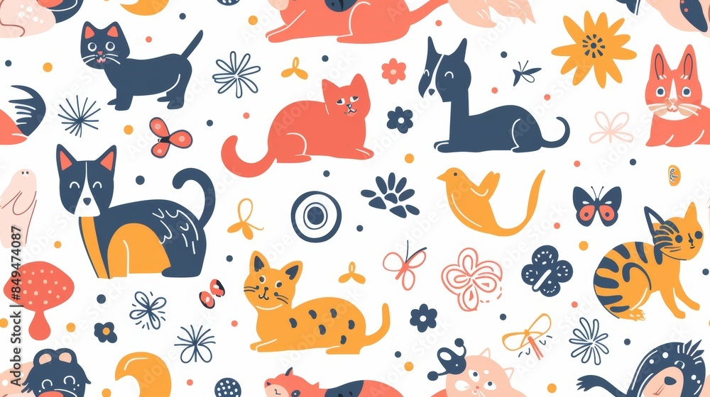 Vector illustration of seamless pattern background of pet theme Vector illustration of seamless pattern background of pet theme