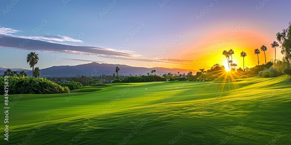 golf course at sunset golf course at sunset