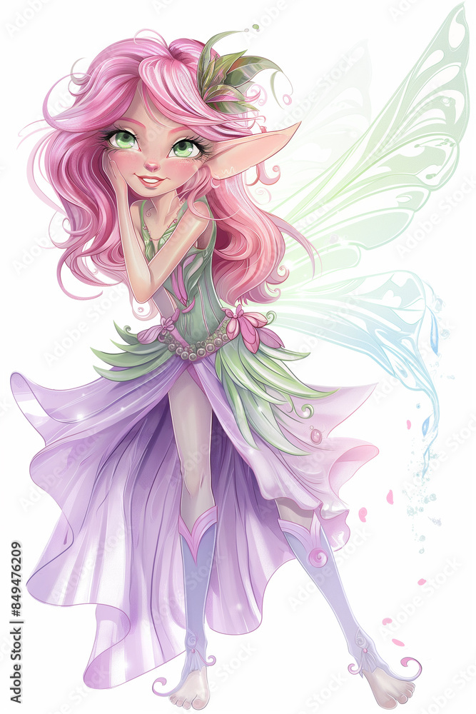 Beautiful little purple flower fairy flying Beautiful little purple flower fairy flying