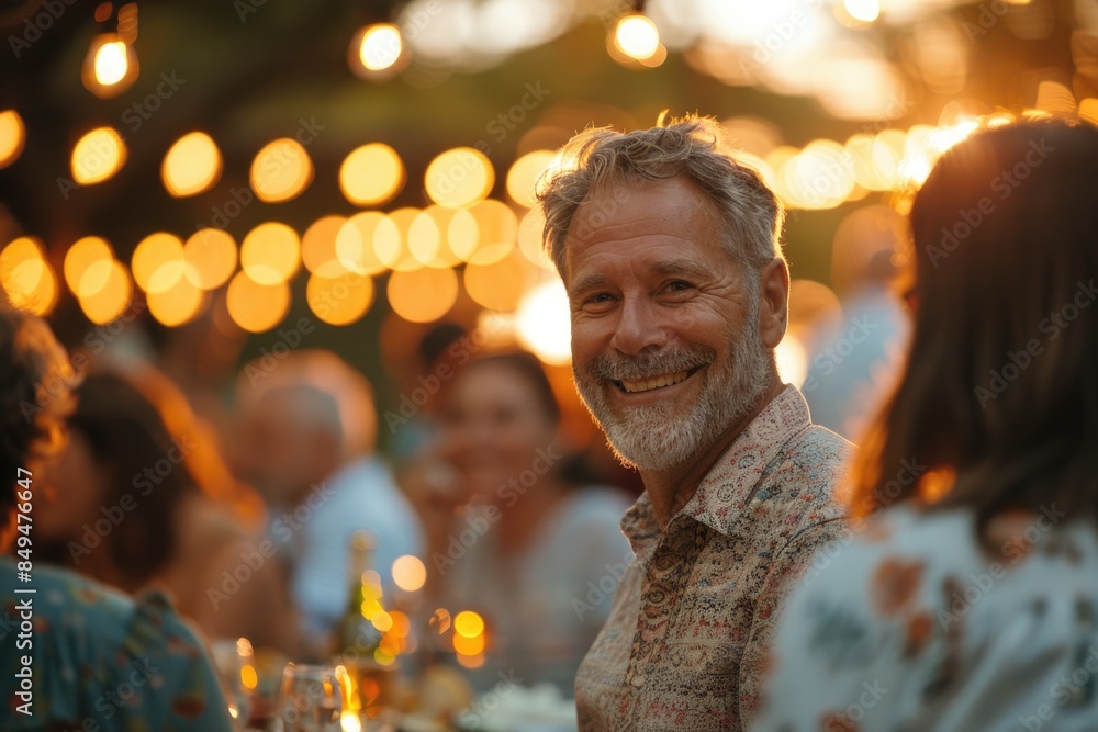 Obraz premium mature people enjoy summer party. ai generated