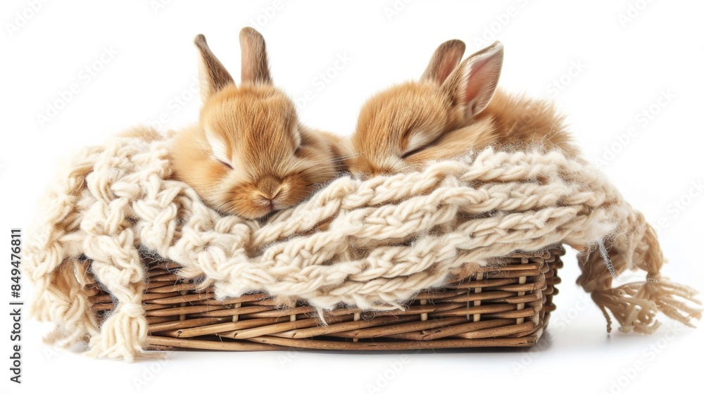 Obraz premium Cute rabbit sleep in scarf