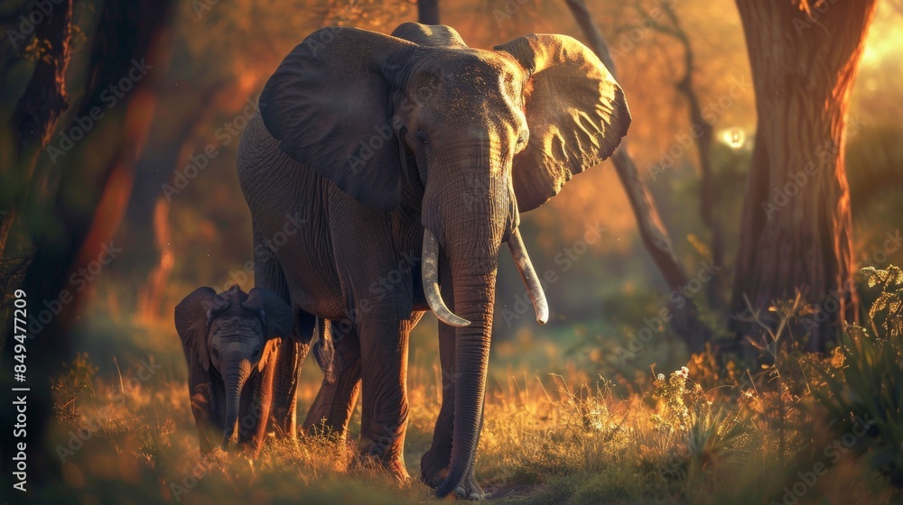 Fototapeta premium Elephant. Photography of wild animal in natural habitat.