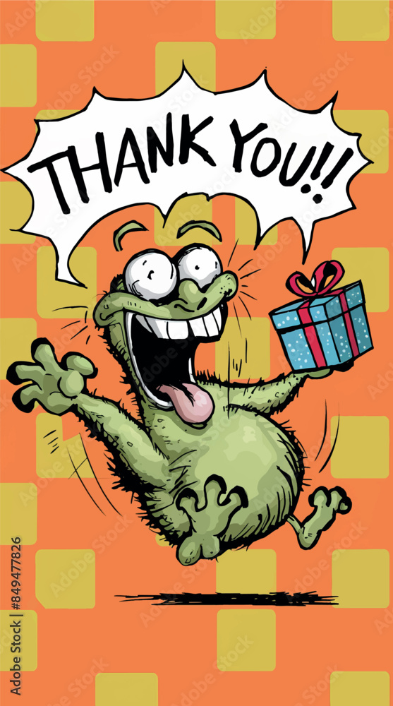 Cartoon monster Thank You greeting card Cartoon monster Thank You greeting card