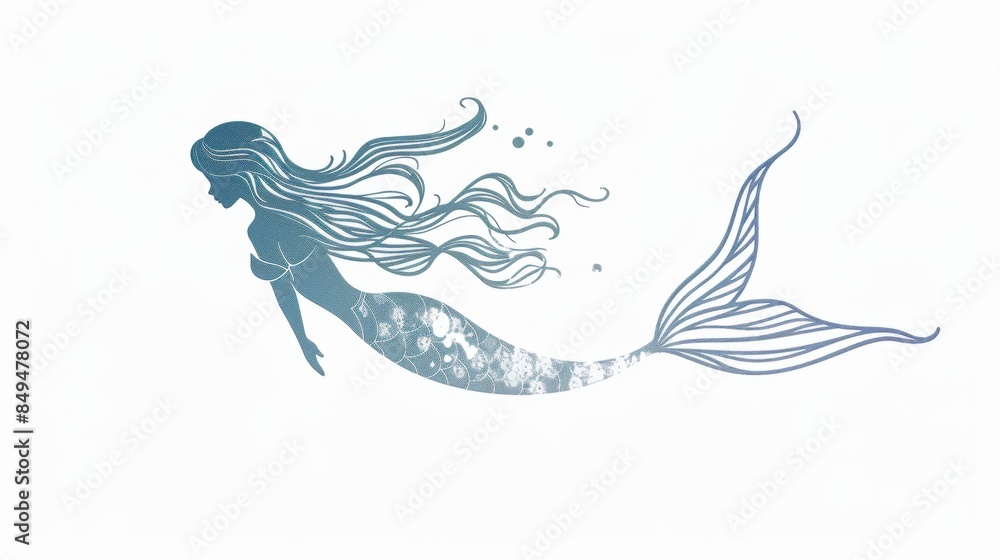 Obraz premium Vector illustration of a beautiful mermaid.