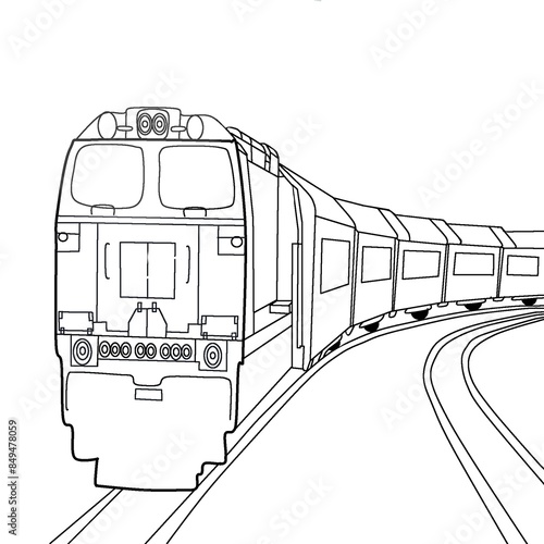 sketch of a public transportation trains that runs on rails, in Indonesia we called kereta api or KAI photo