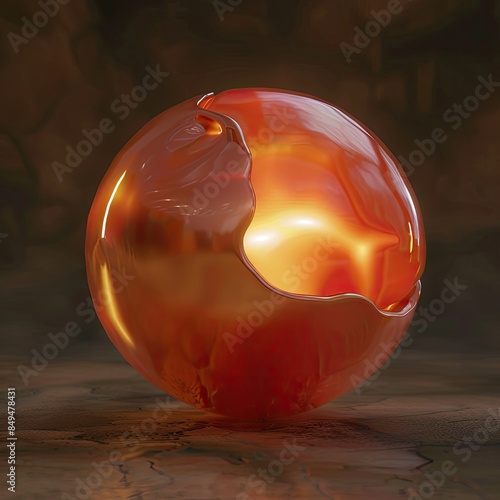 Photorealistic 3D Rendering of Red Pear with Orange Interior photo