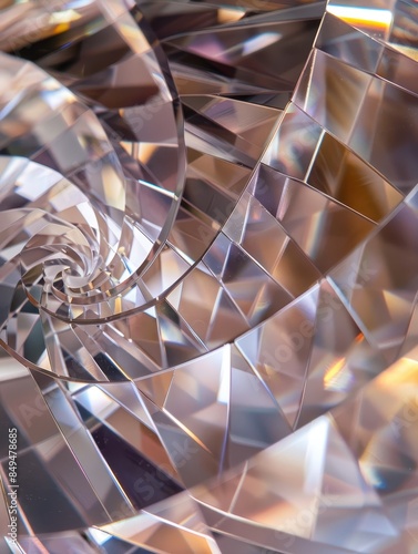 Spiraling Fibonacci Beauty: Close-up of Elegant Gemstone Cut in Precision Pattern
