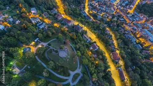 stuttgart germany view over the city evening aerial