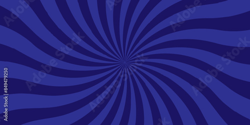 Abstract retro spiral blue sunburst bright light backdrop glow striped background.