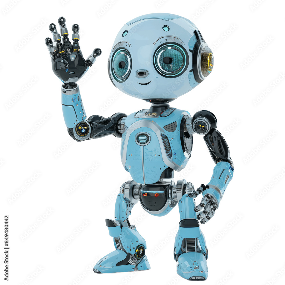 Friendly Cute robot with hand up chatbot mascot on white transparent background AI Artificial intelligence virtual smart assistant bot icon customer support chat bot innovation and Friendly Cute robot with hand up chatbot mascot on white transparent background AI Artificial intelligence virtual smart assistant bot icon customer support chat bot innovation and