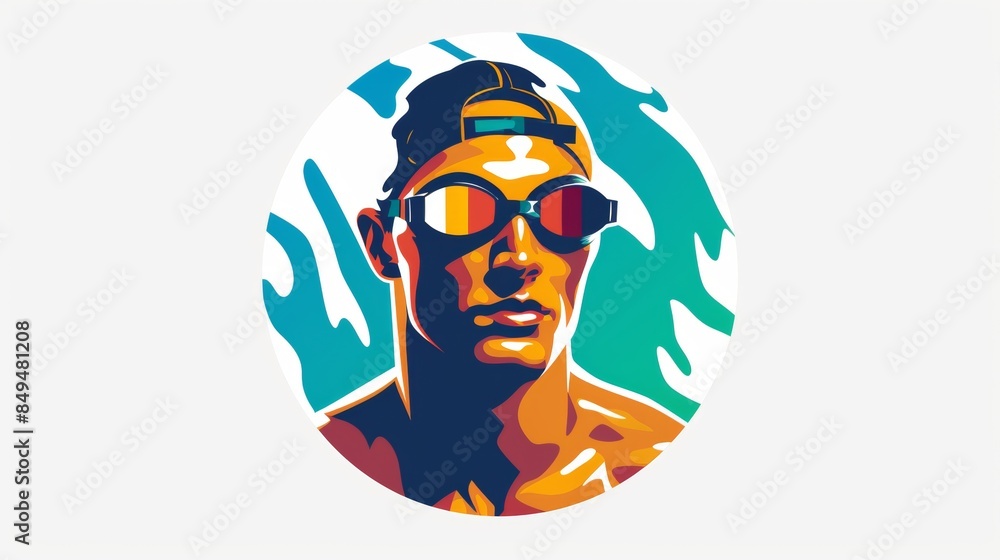 Vector illustration of a swimmer over white background Vector illustration of a swimmer over white background
