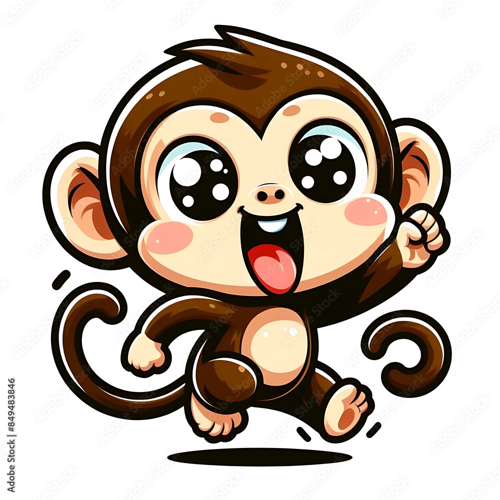 Fototapeta premium A cartoon of a monkey design colours drawing graphic running vector accessible optimized vector.