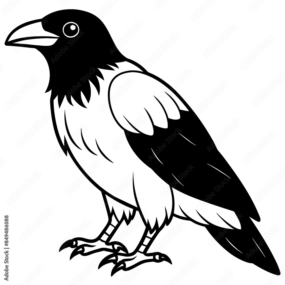 Fototapeta premium solid-black-outline-common-raven-animal-vector