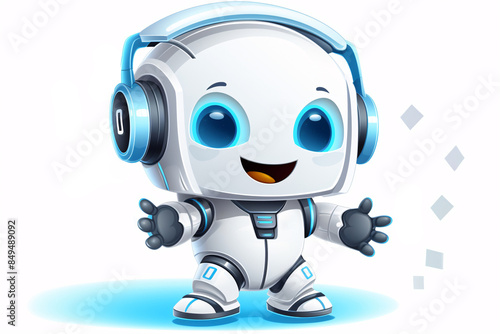 a cartoon of a robot wearing headphones