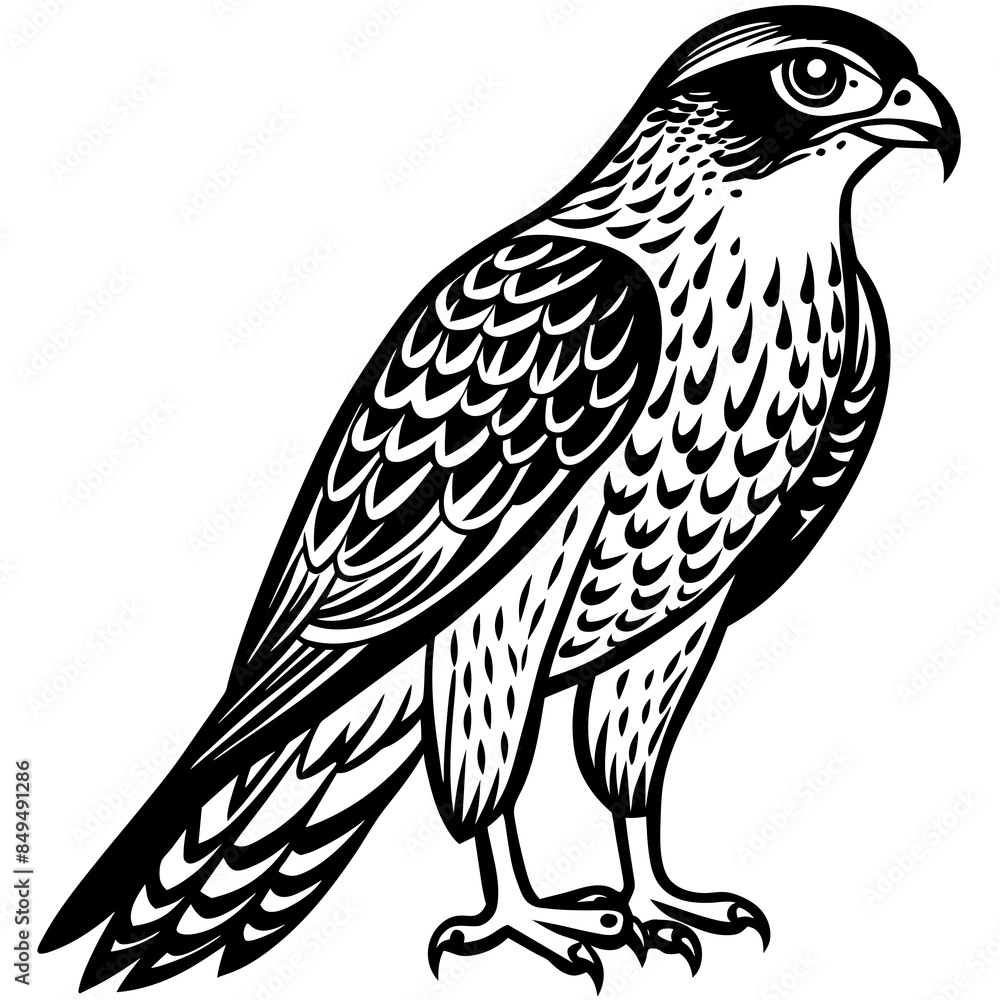 Fototapeta premium solid-black-outline-cooper-s-hawk-animal-vector