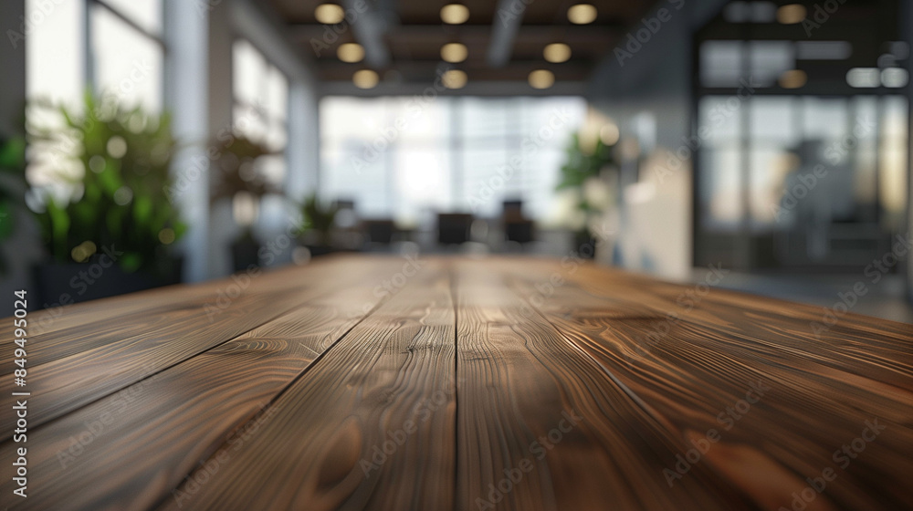 empty and clean wooden table with blurry office room empty and clean wooden table with blurry office room