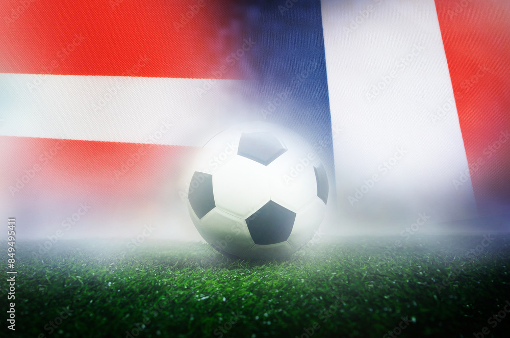Φωτογραφία group D stage match , Austria vs France , Football Nation Flag and soccer ball o