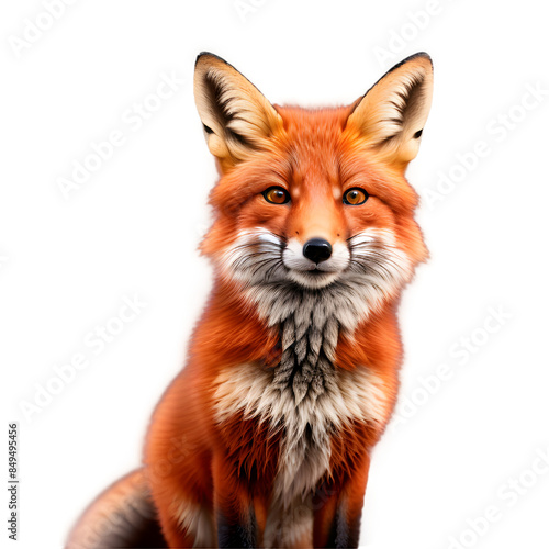 A stunning portrait of a red fox, showcasing its vibrant reddish-orange fur and piercing amber eyes